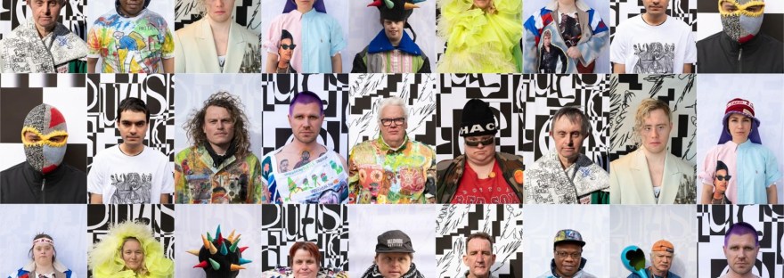 Een collage van pasfoto's van Outsider kunstenaars